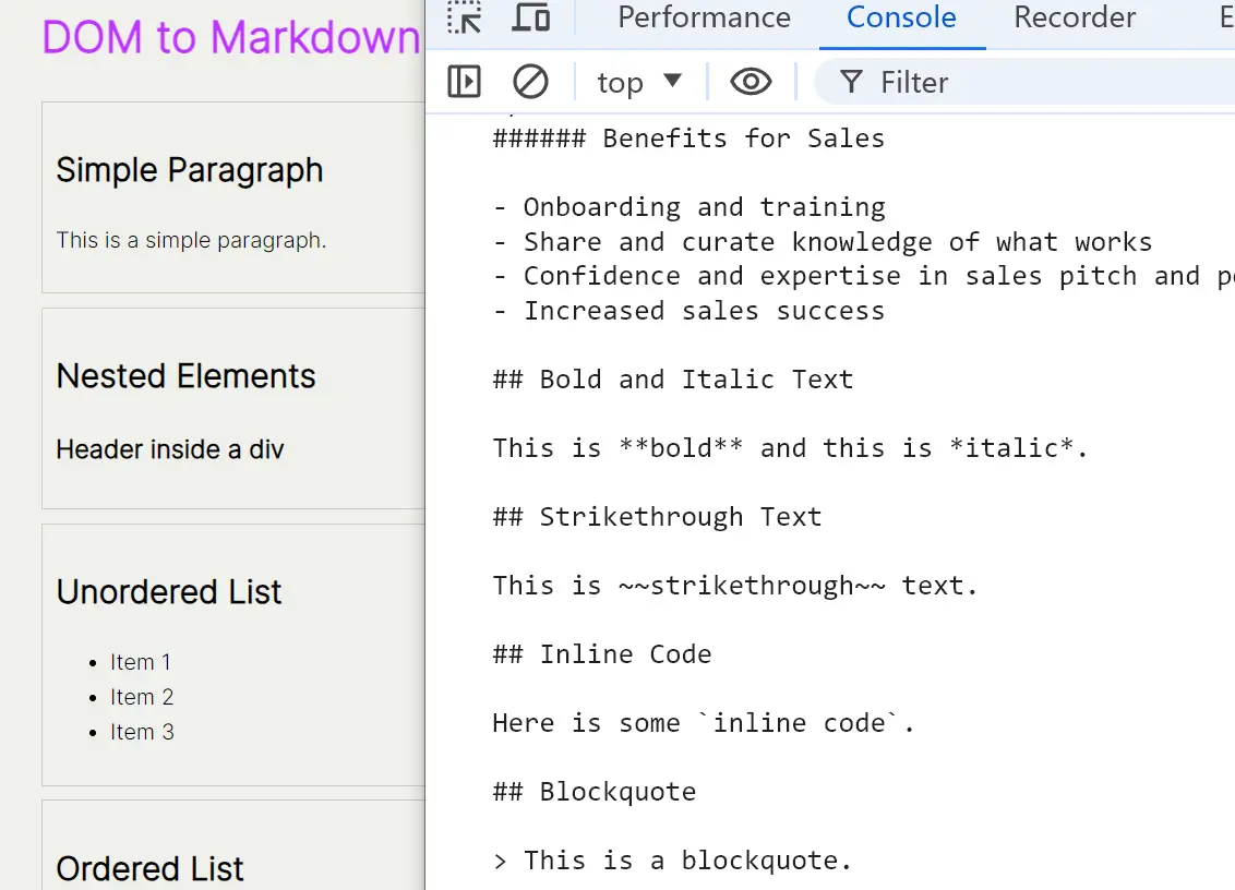 DOM to Semantic Markdown
